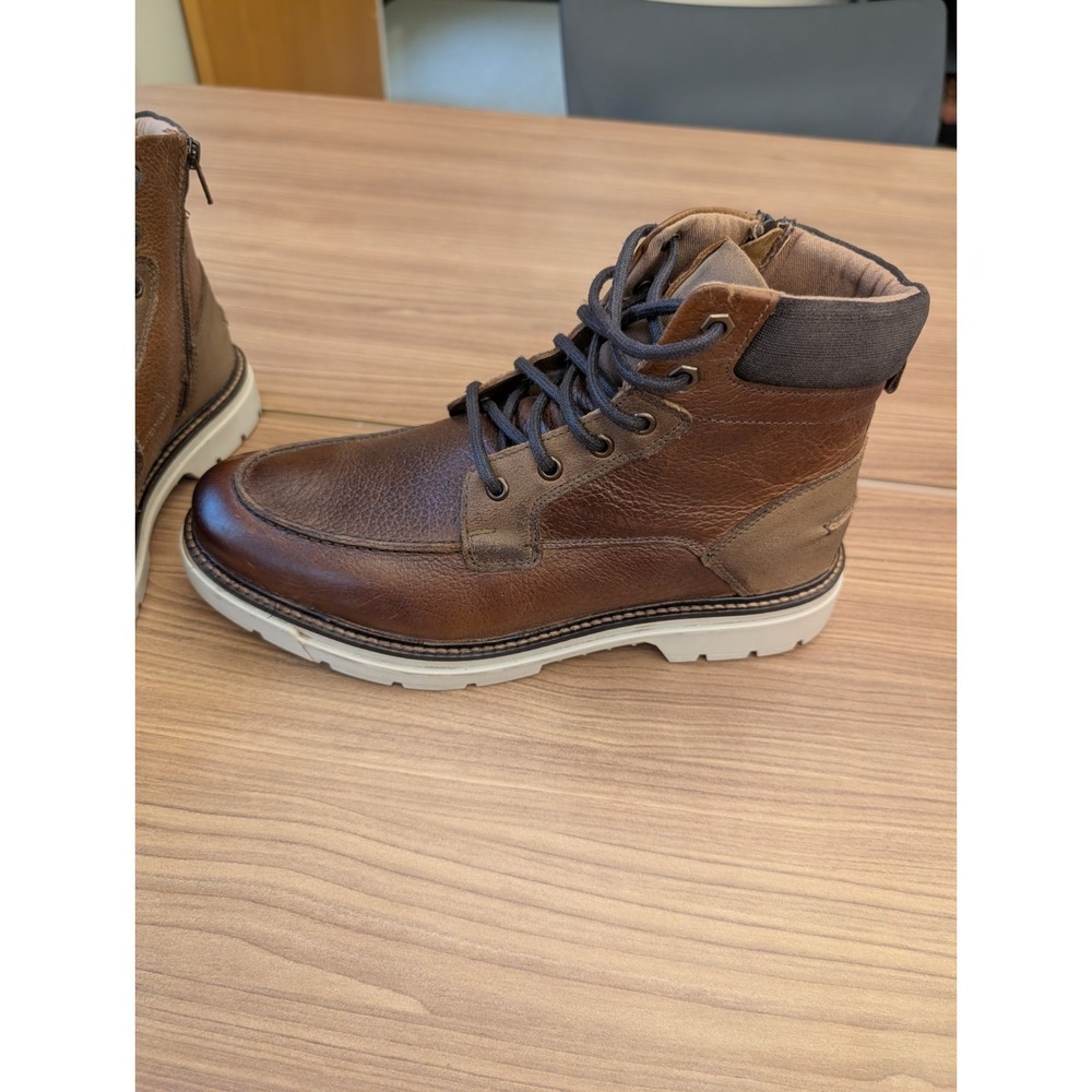 Franco Fortini Men Ken Cognac Leather Ankle Lace Up Lug Boots 10.5 Brown 503805 - Picture 7 of 9
